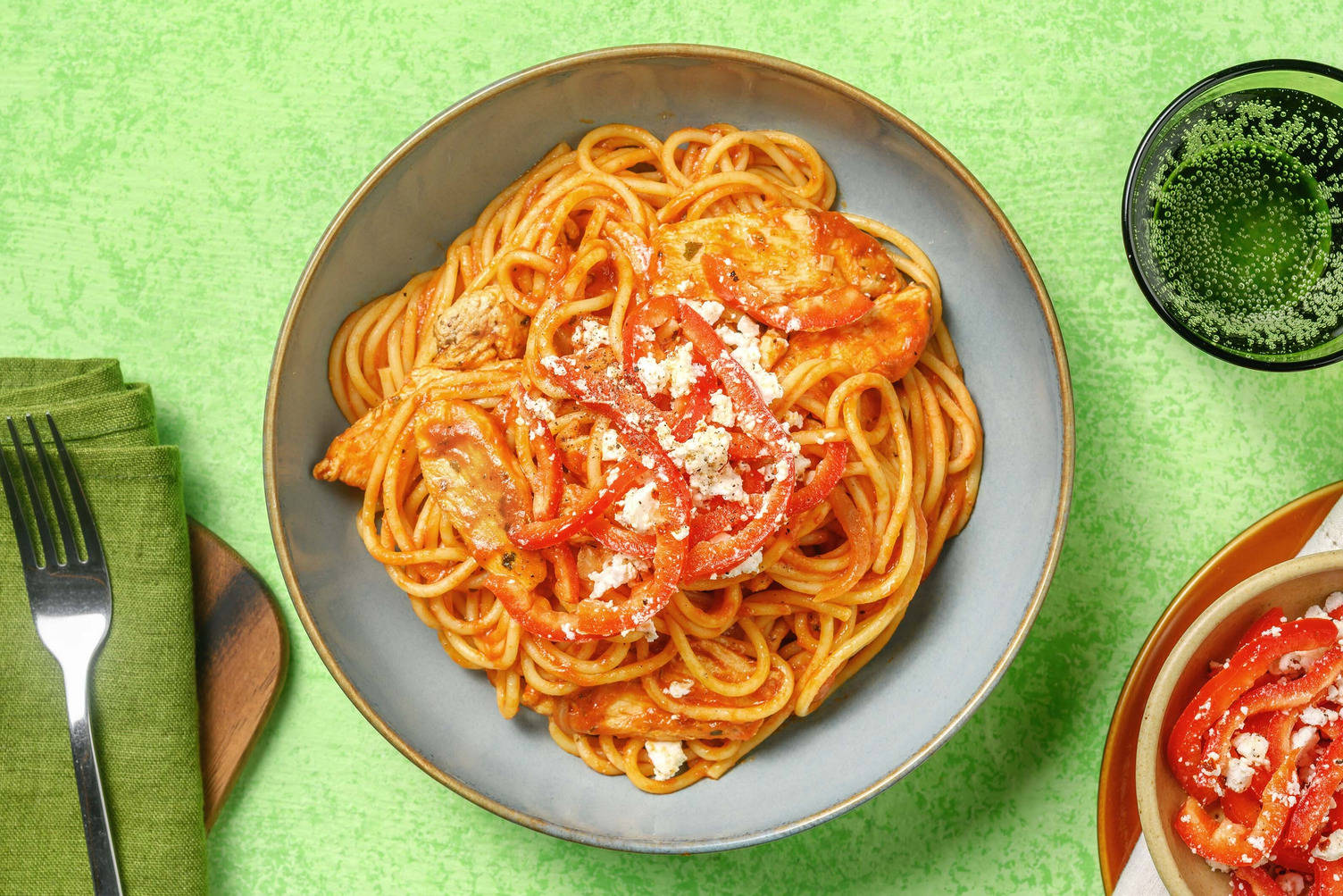Spaghetti all´arrabbiata! mit Poulet