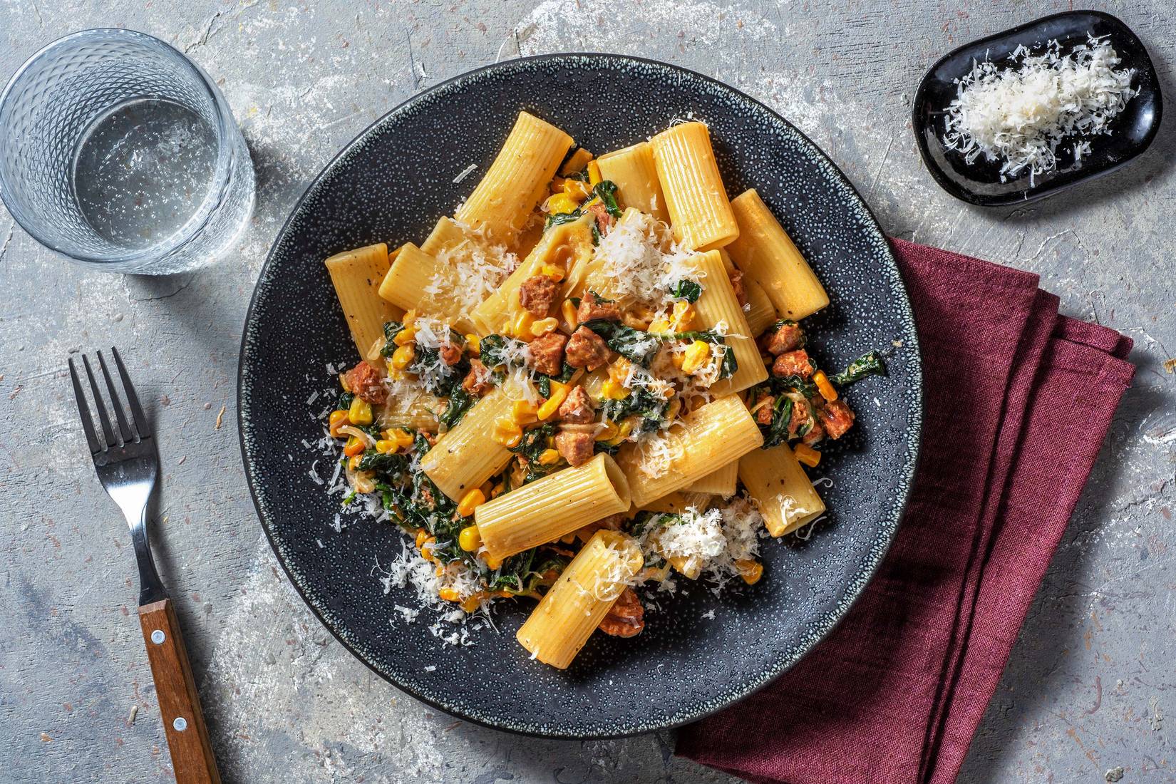 Speedy Creamy Chorizo & Sweetcorn Pasta