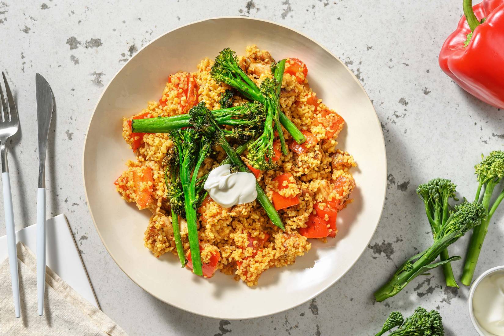 Spiced Chicken, Pepper and Bulghur Jumble