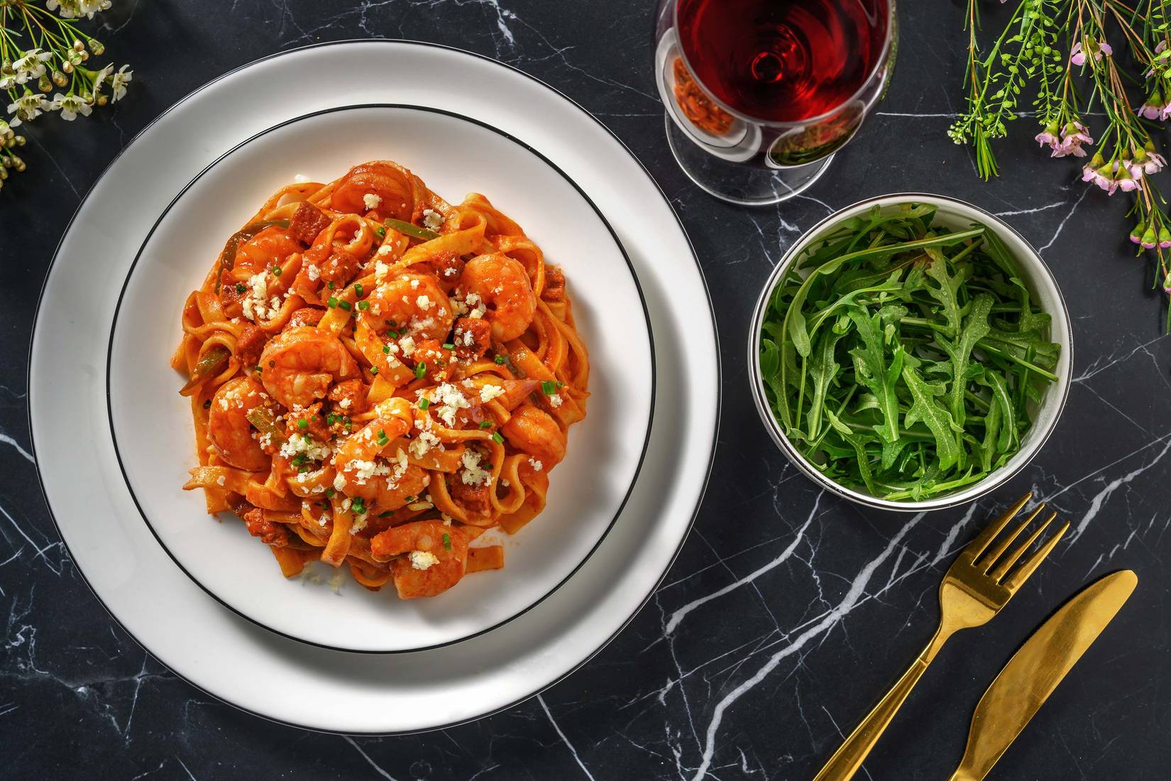 Spicy King Prawn and Chorizo Tagliatelle