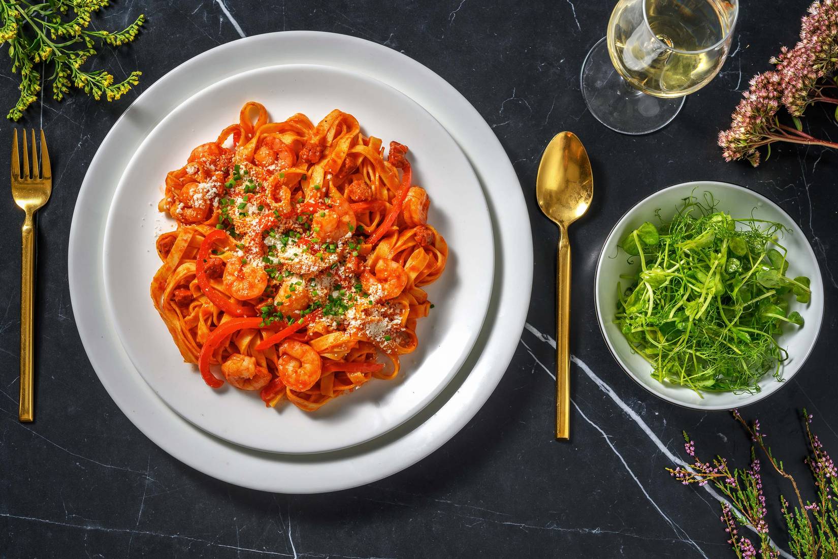 Spicy King Prawn and Chorizo Tagliatelle