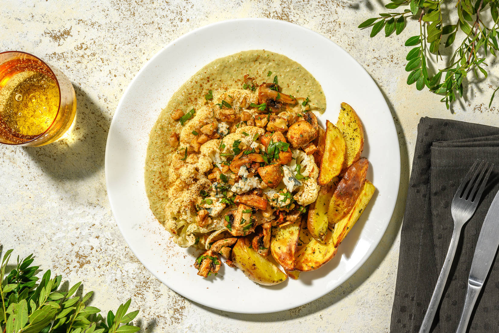 Bloemkoolsteak met blauwe-kaastopping