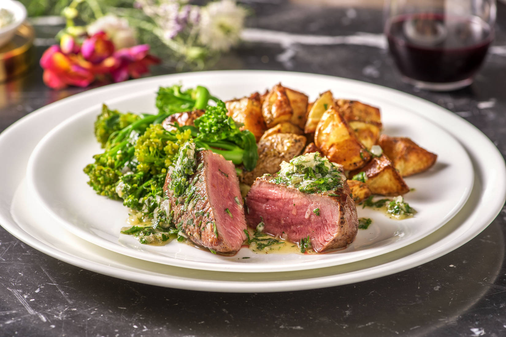 Fillet Steak with Bearnaise Butter and Roasties