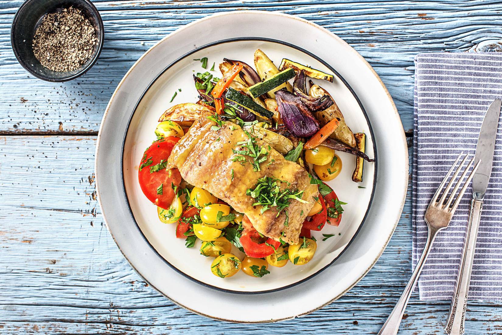 Sukower Wels in Honig-Senf-Marinade