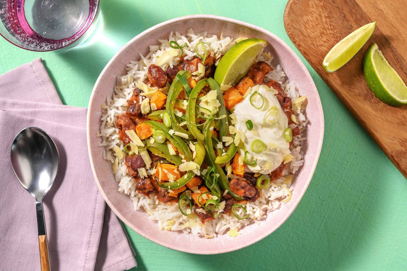 Sweet Potato and Refried Bean Burrito Bowl