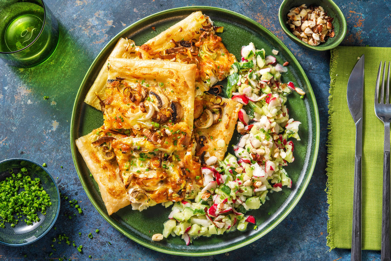 Tarte mit Porree & Champignons