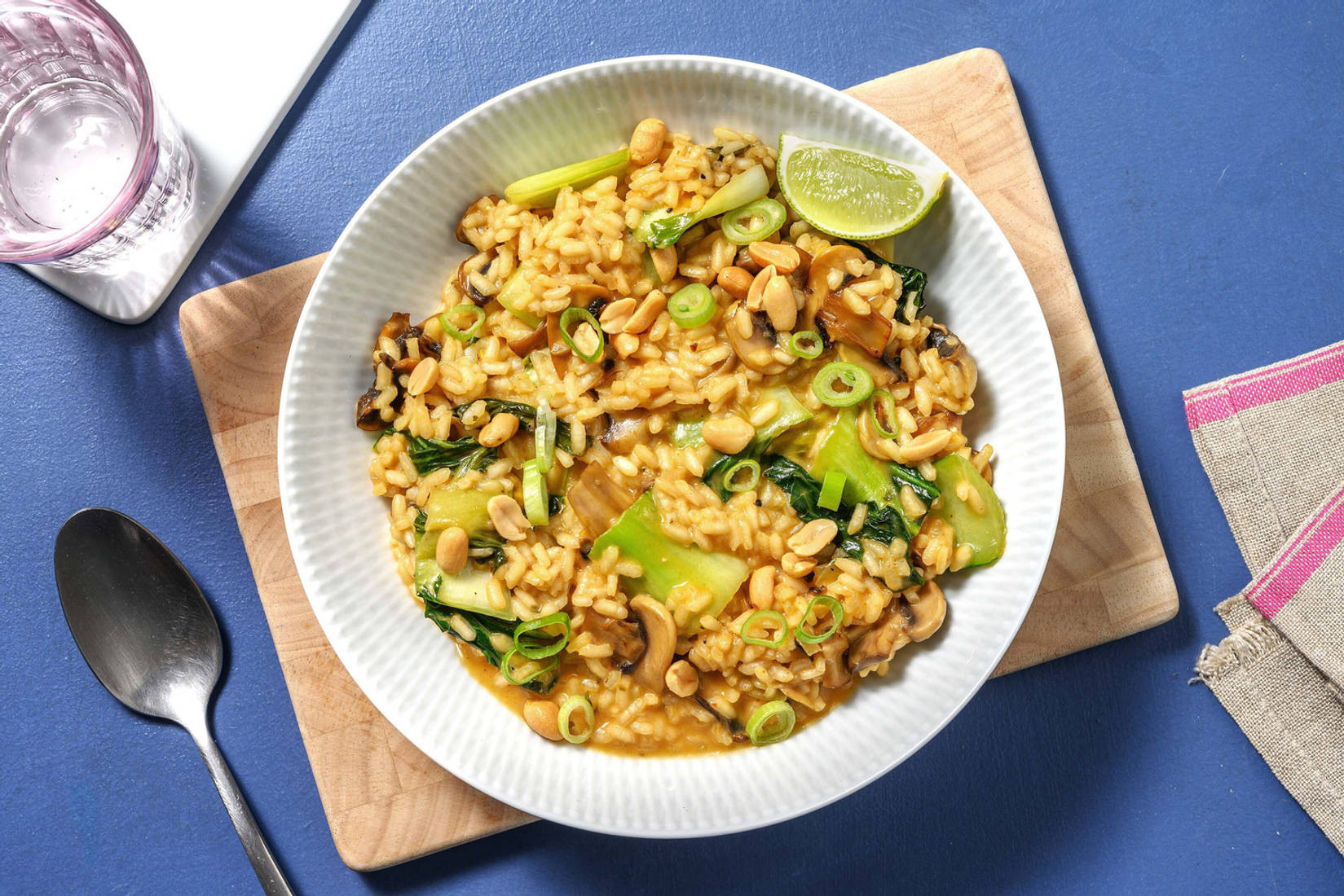 Thai-Curry-Risotto mit Pak Choi und Pilzen