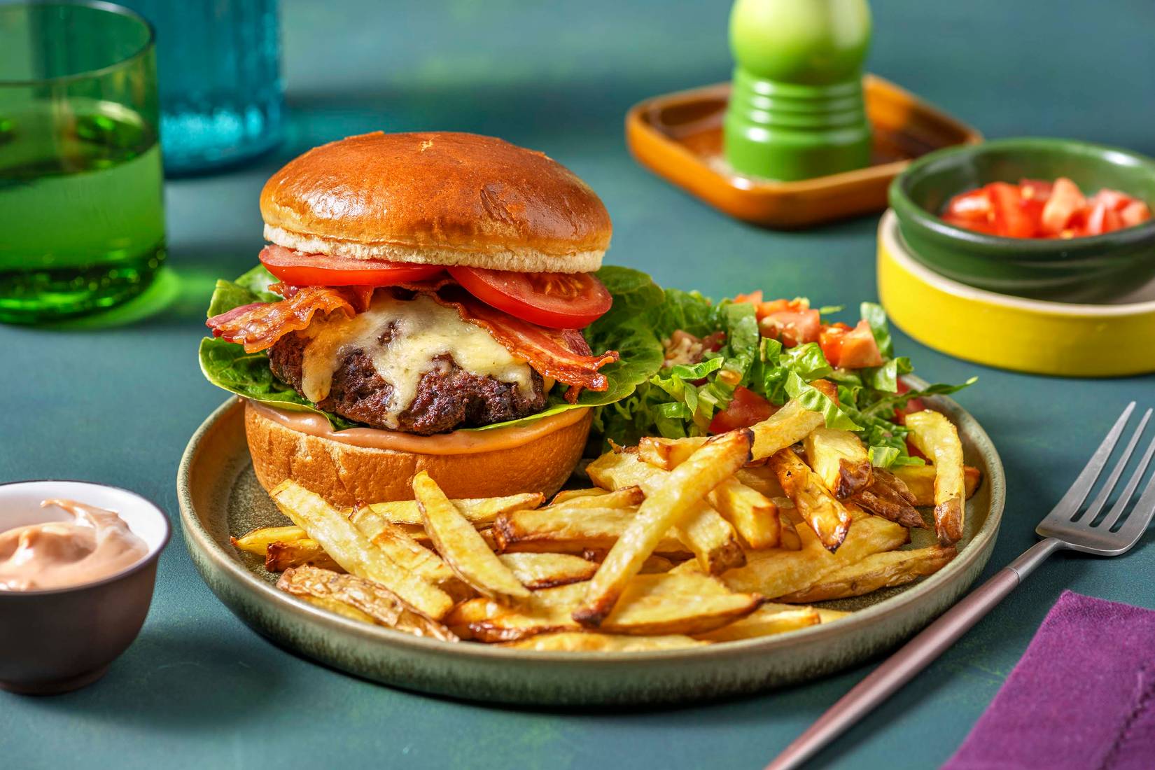 Ultimate Bacon Cheeseburger and Chips