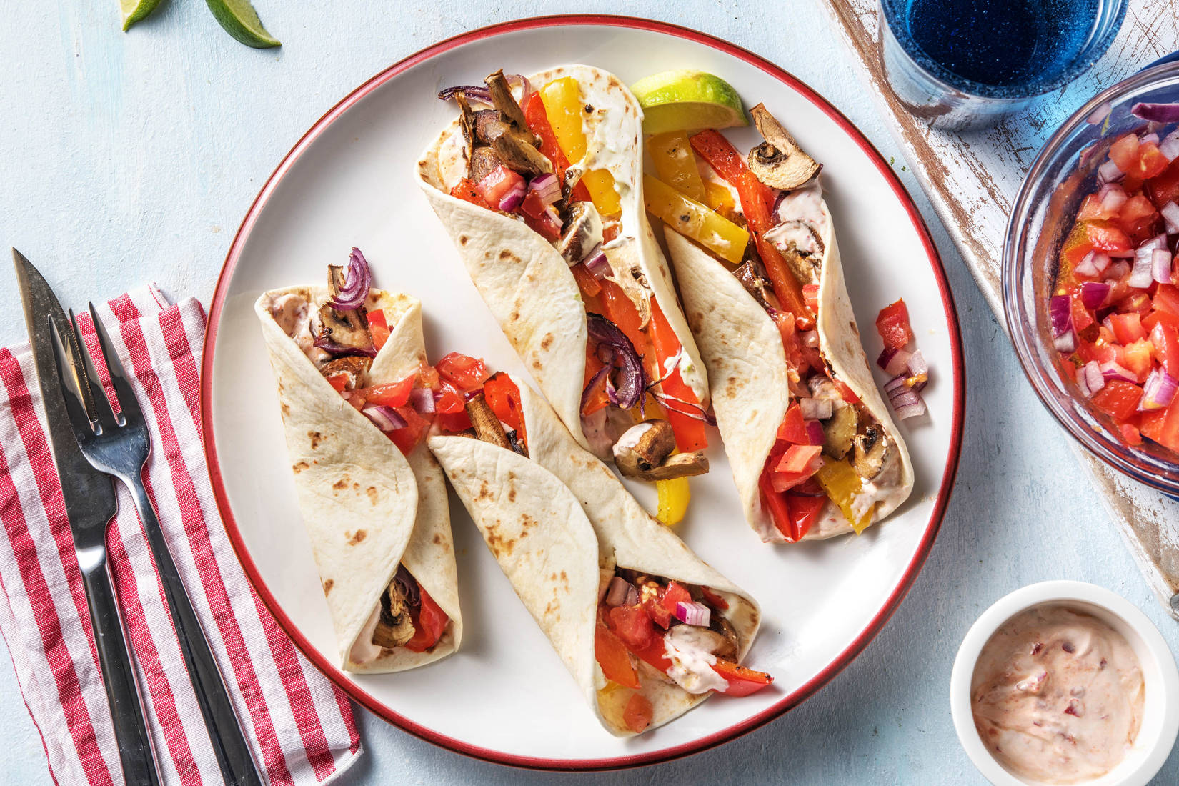 Vegetarische Fajitas mit Paprika & Pilzen