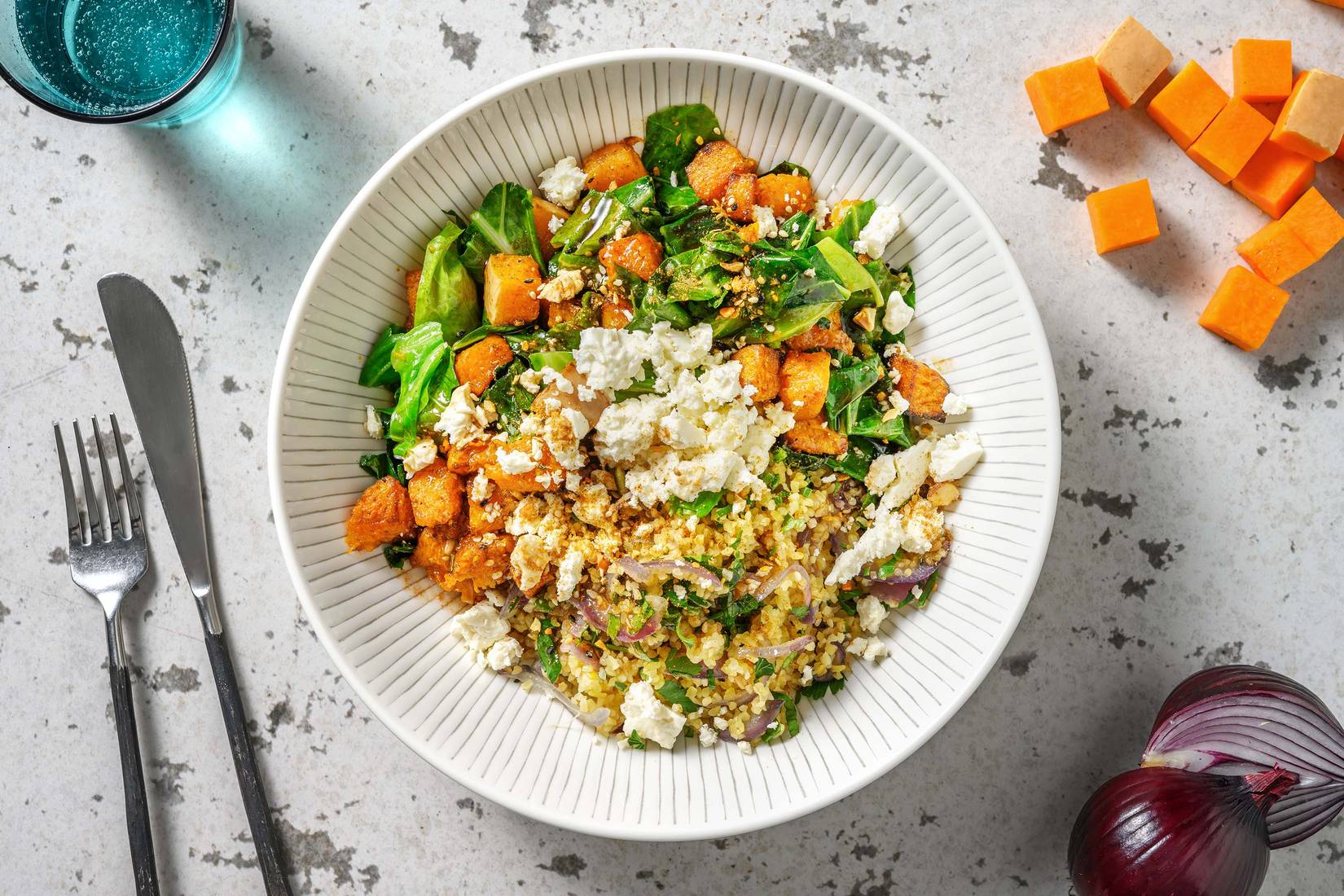 Warm Winter Butternut and Spring Green Salad