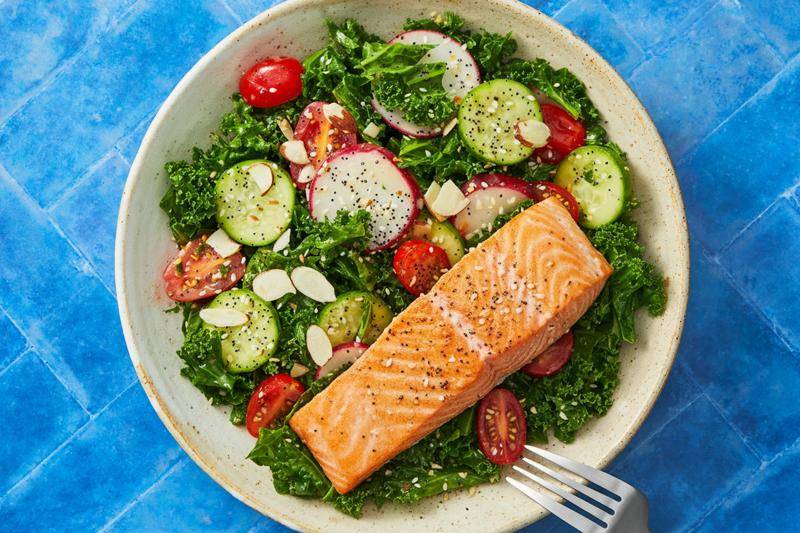 Everything Bagel Salmon & Kale Salad