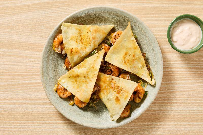 One-Pan Cheesy Shrimp Tortilla Melts