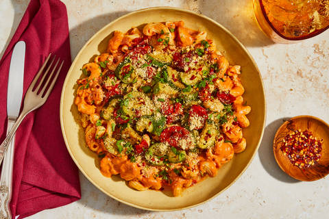 Creamy Tomato Pasta with Roasted Veggies