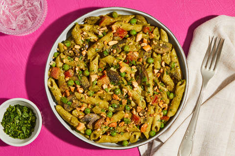 Pesto Fusilli with Mushrooms & Shallot
