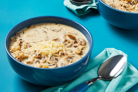 Creamy Mushroom, Bacon & Grains Soup