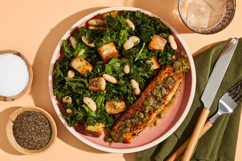 Seared Salmon with Caper Butter Sauce
