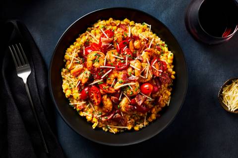 Corn Risotto with Wild Gulf Shrimp & Bacon