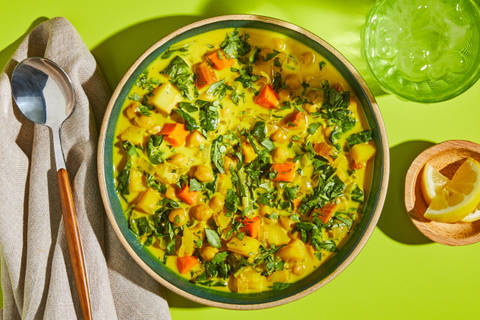 Golden Coconut Curry Chickpea Soup