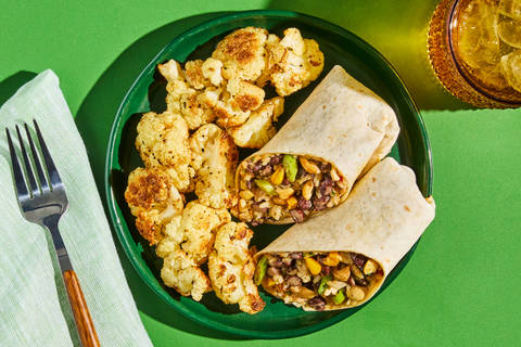 Black Bean Burritos & Spiced Cauliflower