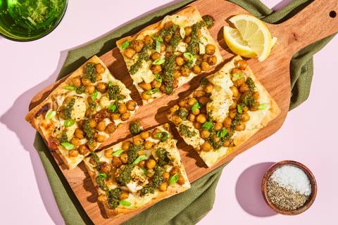 Garlicky Chickpea & Chicken Flatbreads