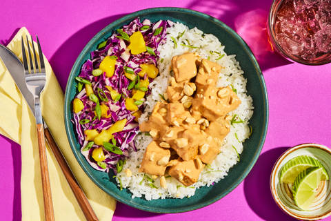 Spicy Sriracha Tofu with Peanut Sauce