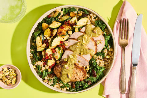 Herbed Pork Filet & Kale Couscous Bowls