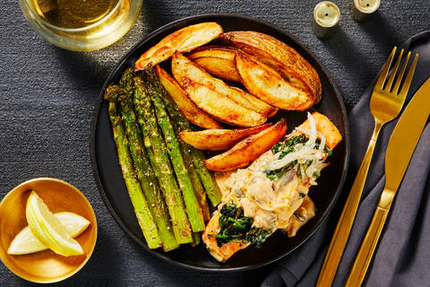 Roasted Salmon with Creamy Spinach