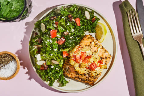 Lemony Artichoke Stuffed Salmon & Shrimp