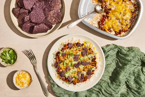Oven Bake Cheesy Black Beans & Rice