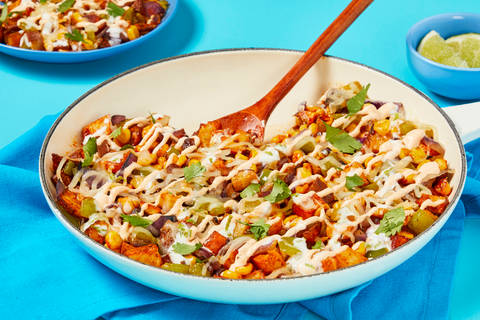 Cheesy Mexican Corn & Chicken Hash