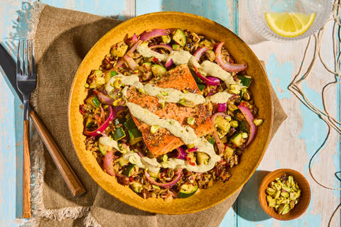 Sockeye Salmon & Crispy Grain Pilaf