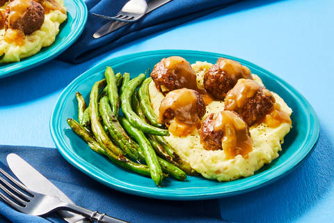 French Onion Gravy Smothered Meatballs