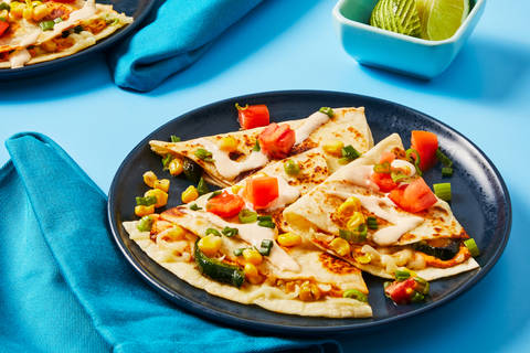 Green Pepper, Chicken & Corn Quesadillas