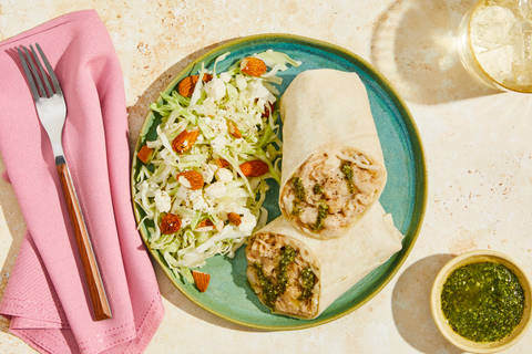 Pesto White Bean & Organic Chicken Wraps