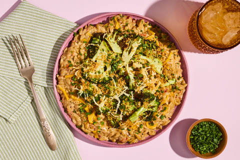 Creamy Bacon Orzotto & Parmesan Broccoli