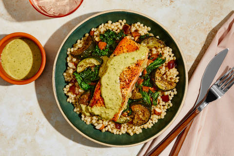 Herbed Wild Salmon over Almond Couscous
