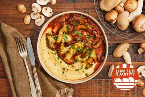 Trumpet Mushroom Stew & Creamy Polenta