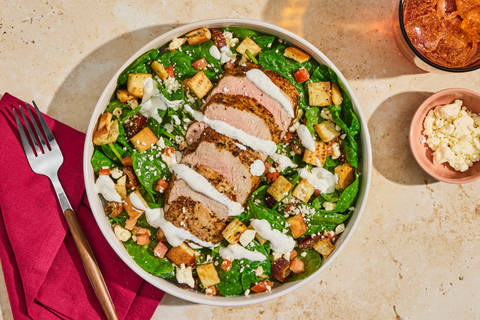 Gyro Spiced Pork Filet Spinach Salad
