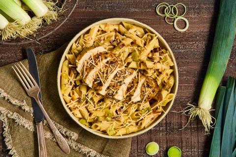 Silky Leek Penne with Organic Chicken