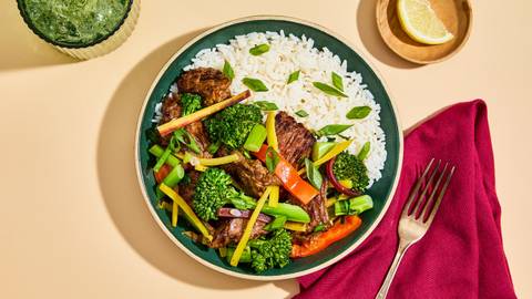 Stir Fried Ginger Steak & Baby Broccoli