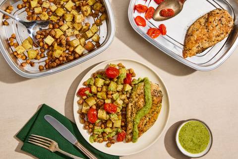 Oven Bake Spiced Chicken & Chickpeas