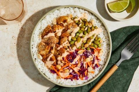 Crispy Cauliflower & Edamame Bowls