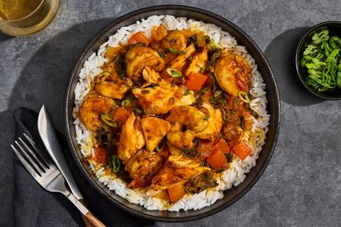 Portuguese Style Salmon & Shrimp Stew