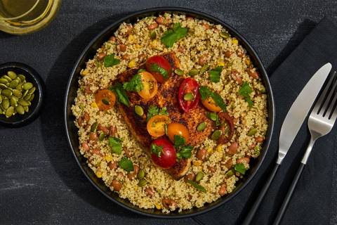 Fajita-Spiced Sockeye Salmon over Quinoa