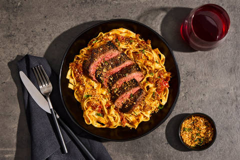 Sirloin Steak with Parmesan Fettuccine