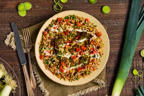 Tuscan Braised Leeks over Farro Pilaf