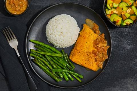 Pan Fried Salmon with Tomato Chili Sauce