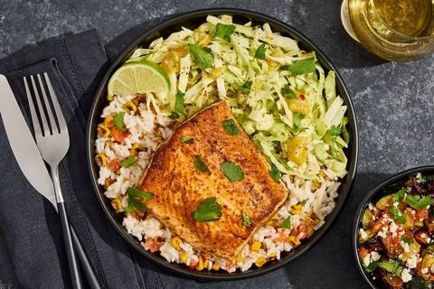 Orange Chili Sockeye Salmon With Dirty Rice