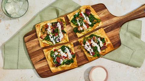 Greek Style Hummus & Spinach Flatbreads