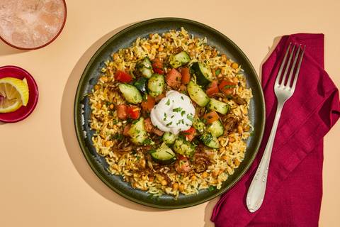 Syrian Rice & Lentils with Salmon